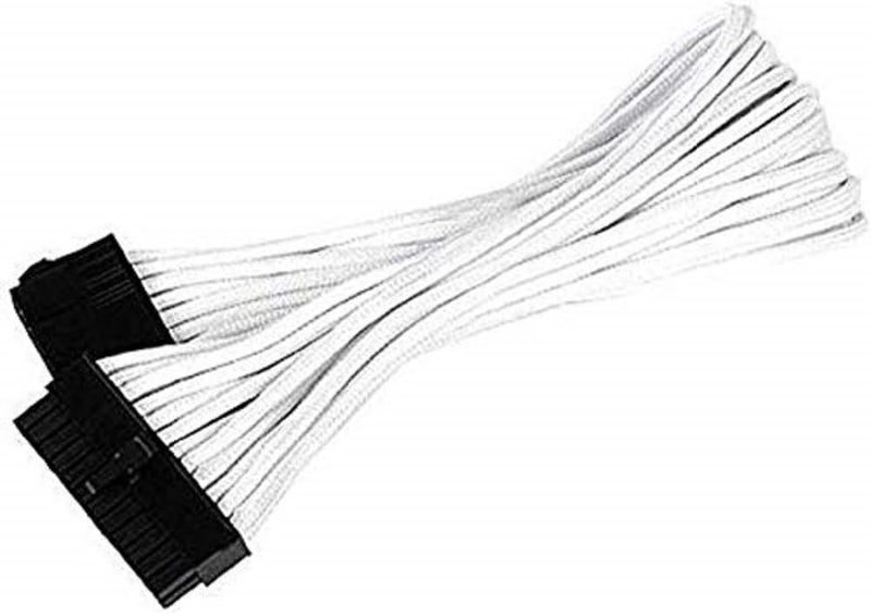 SilverStone PP07-MBW Sleeved Extension Power Supply Cable with 1 x Motherboard 24-Pin Connector, SST-PP07-MBW - Image 1